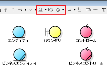 ロバストネス図の要素ボタン robustness button