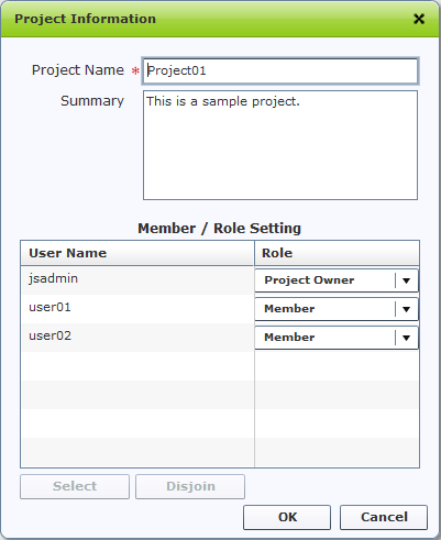 Modifying project's information Modifying project's information