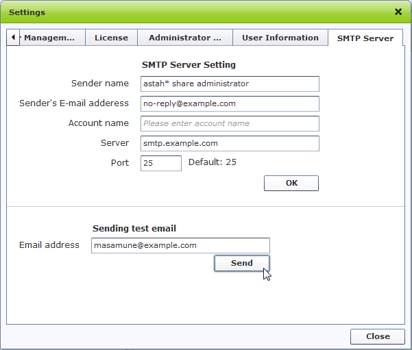 Sending test email Sending test email