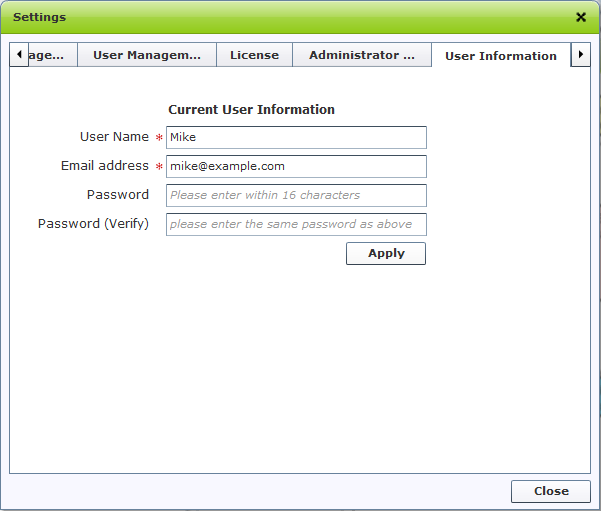 Modify user information Modify user information