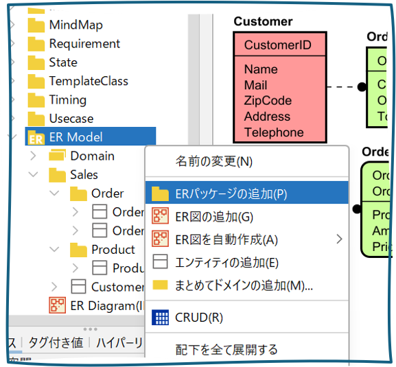 ERモデルでパッケージ利用